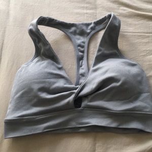 Grey keyhole sports bra